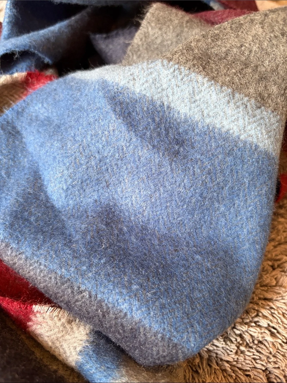 Striped Wool Scarf 100% Cashmere Made in Scotland